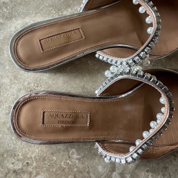 Metallic Silver Aquazzura Flats size 38 - Picture 6 of 6